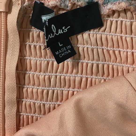 LULU'S L Exceptional Sweetness Peach Floral Chiffon Pleated Maxi Dress NEW B27 - Picture 9 of 11